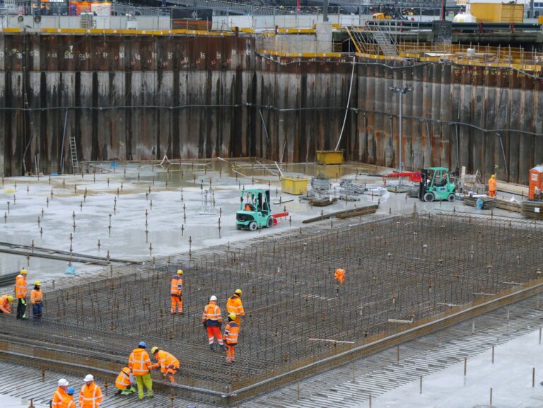 Commercial concrete slab construction site