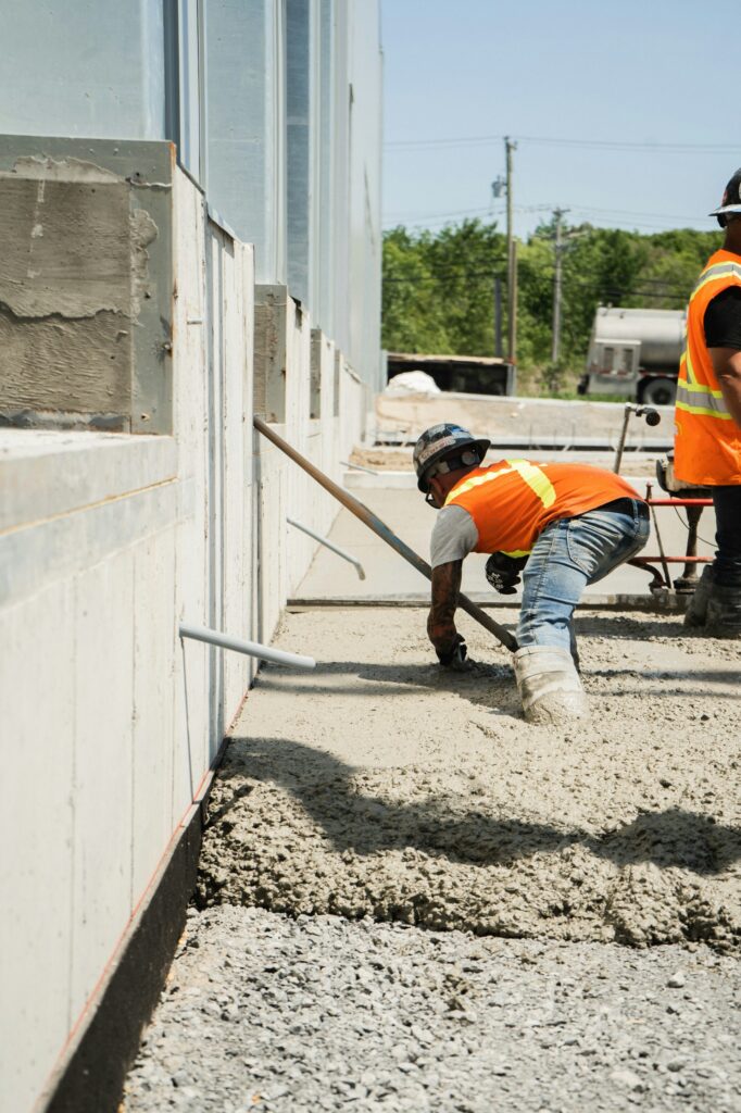 Concrete crew working on a building