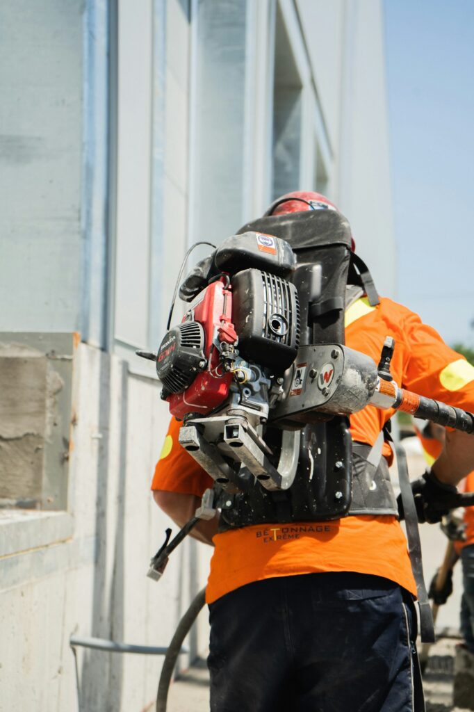Core drill rig drilling concrete